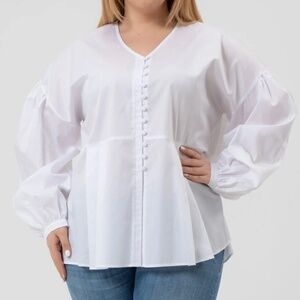 Harshman Billie Blouse White Sz 2X